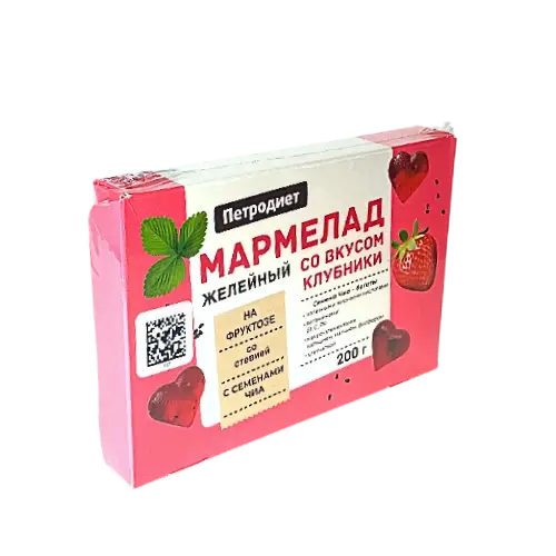 Мармелад желейный со вкусом клубники на сорбите, 200гр.