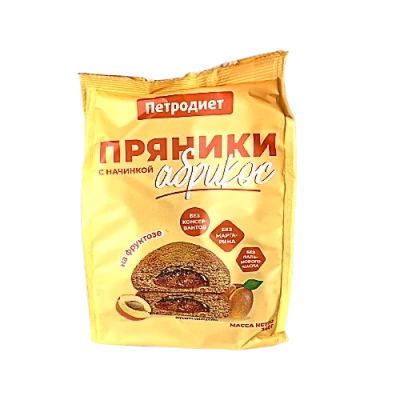 Пряники с начинкой абрикос на фруктозе, 340гр.