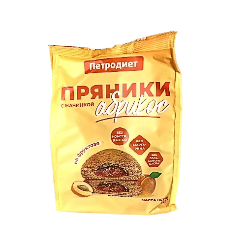  Пряники с начинкой абрикос на фруктозе, 340гр.