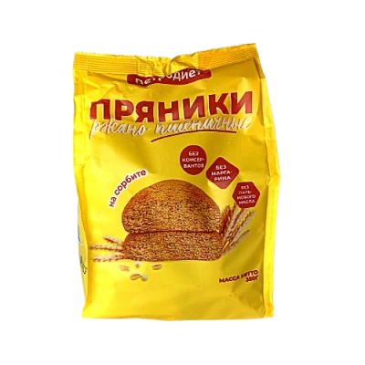 Пряники ржано-пшеничные на сорбите, 350гр.