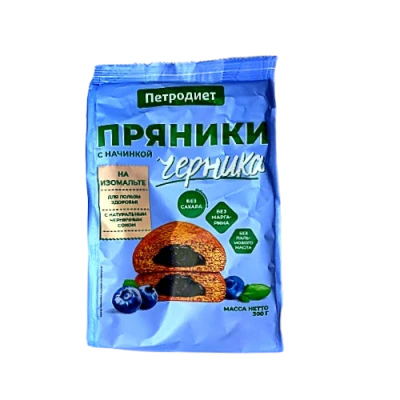 Пряники с начинкой черника на изомальте, 300гр.