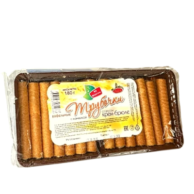 Вафельные трубочки с начинкой, со вкусом крем-брюле на фруктозе, 180гр.
