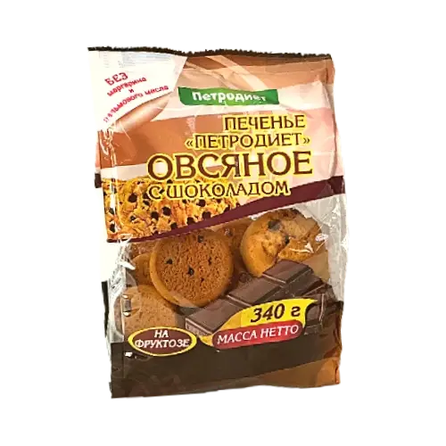 Печенье овсяное с шоколадом, на фруктозе, 340гр
