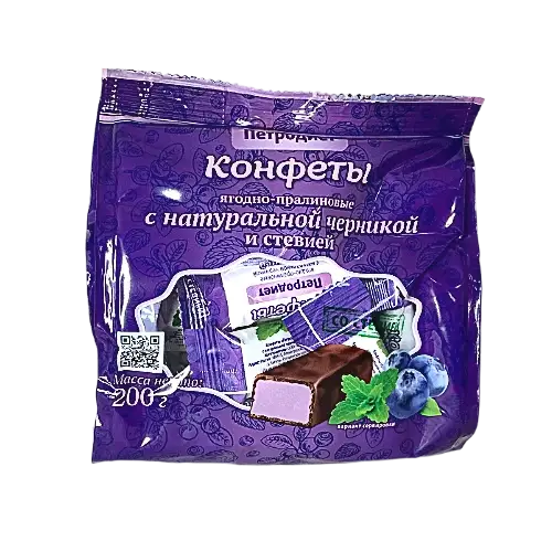 Конфеты ягодно-пралиновые с натуральной черникой и стевией на фруктозе. 200гр