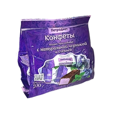 Конфеты ягодно-пралиновые с натуральной черникой и стевией на фруктозе. 200гр